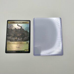 MTG Cat Dragon/Spirit Foil Token 2x2 Double Masters 2022 Magic #019/#008 Flying
